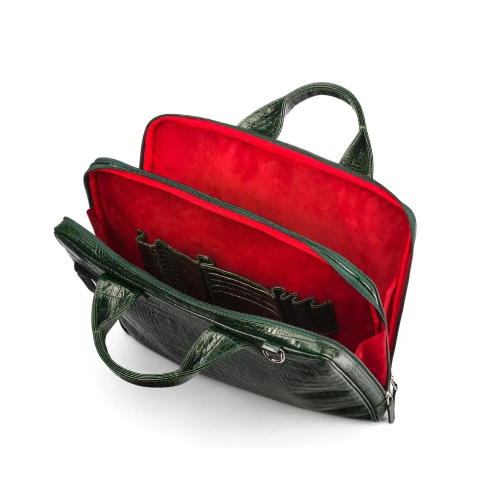 Kingston Leather 13” Laptop Briefcase - Green Croc