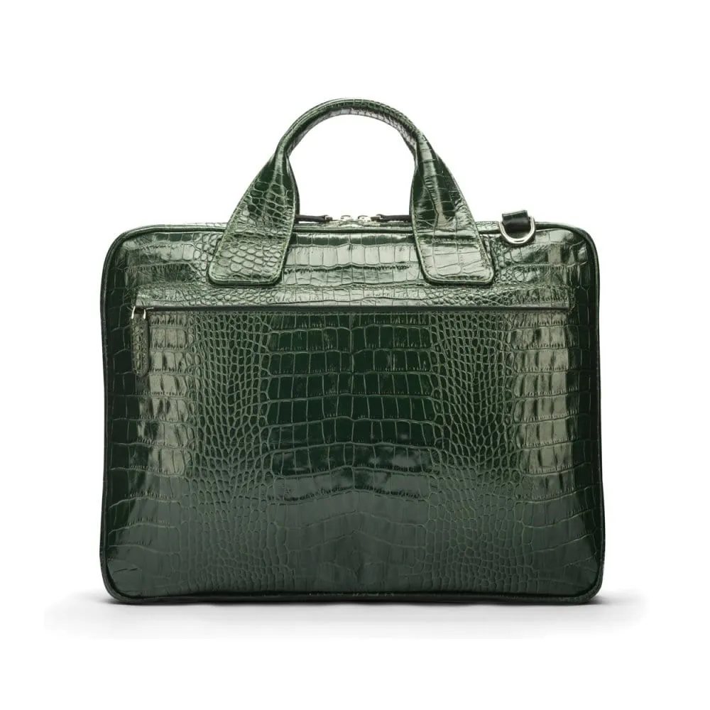 Kingston Leather 13” Laptop Briefcase - Green Croc
