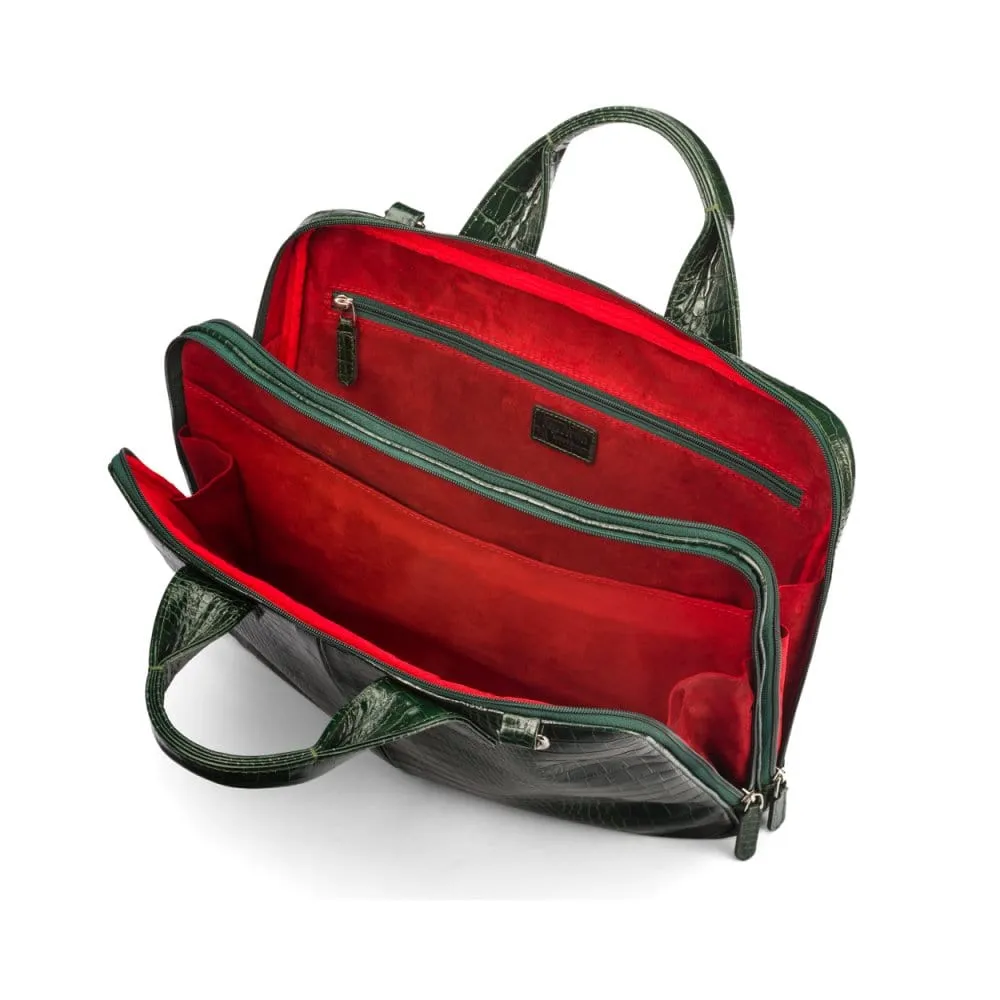 Kingston Leather 13” Laptop Briefcase - Green Croc