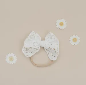 Lace Bow Headband - White