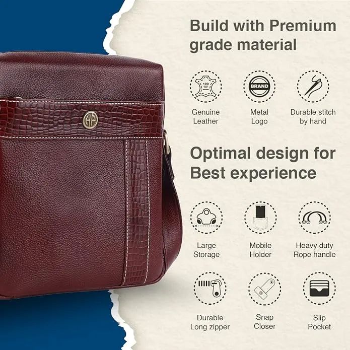 Leather Sling Bags For Daily Use - Multi Pockets - Adjustable Strap - 1 Year Warranty