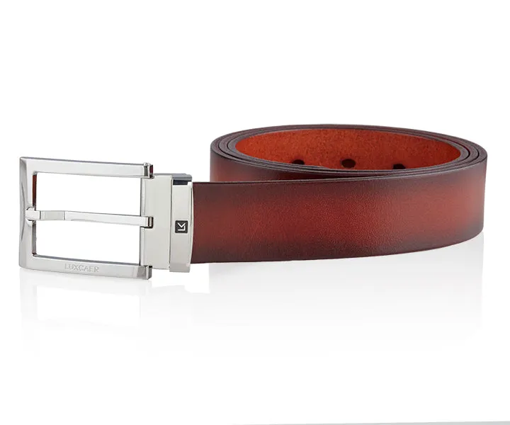 LUXCAER LC Italian vegetable tanned leather belt in brown