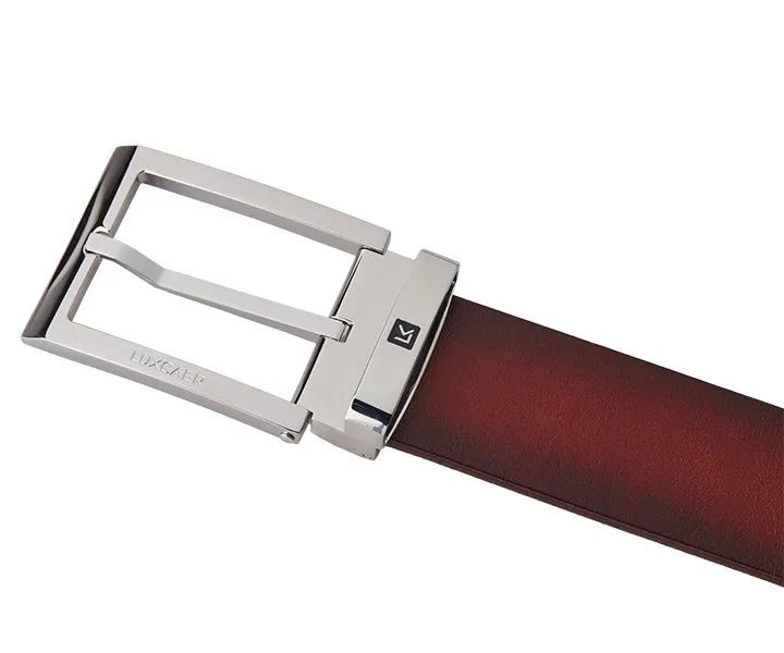 LUXCAER LC Italian vegetable tanned leather belt in brown