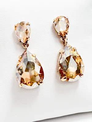 Mariah - Rhinestone Drop Earrings (Topaz)