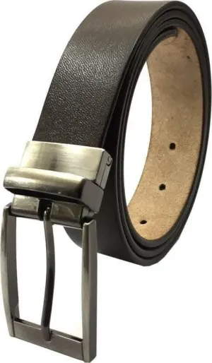 Men Casual Black Genuine Leather Reversible Belt (size: 46)
