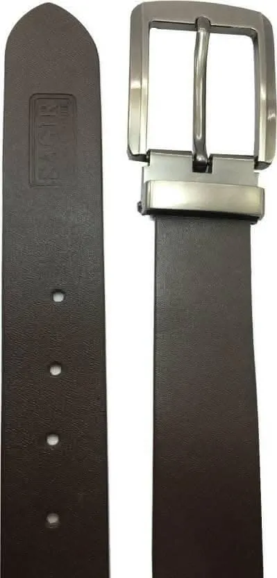 Men Casual Brown Genuine Leather Belt (Size: 36)