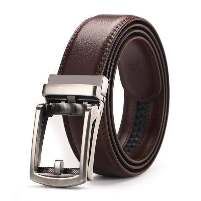 Mens Adjustable Buckle Mechanism Leather Belt