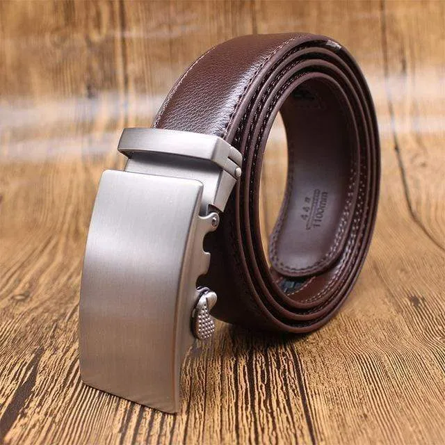 Mens Adjustable Buckle Mechanism Leather Belt