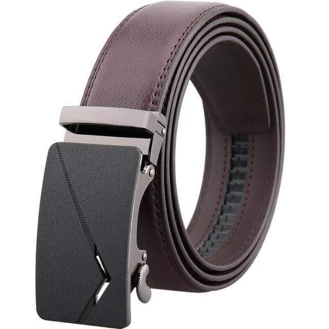 Mens Adjustable Buckle Mechanism Leather Belt
