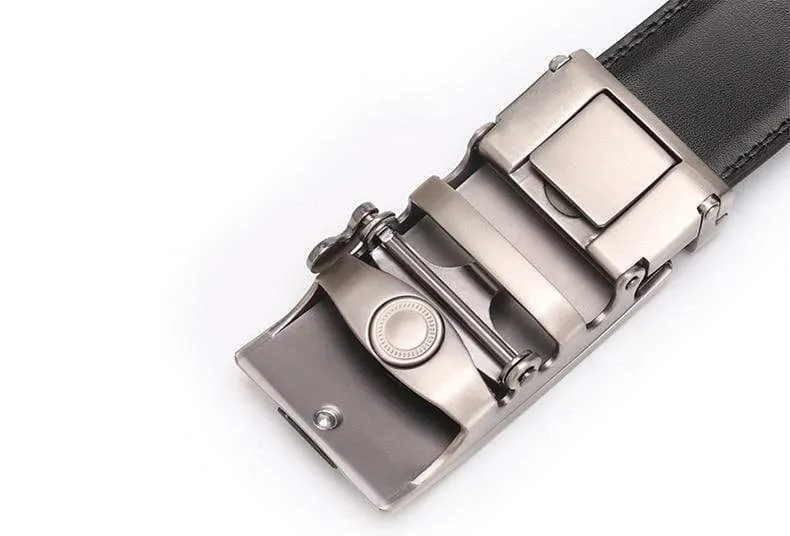 Mens Adjustable Buckle Mechanism Leather Belt