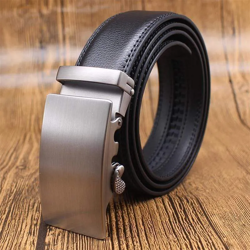 Mens Adjustable Buckle Mechanism Leather Belt