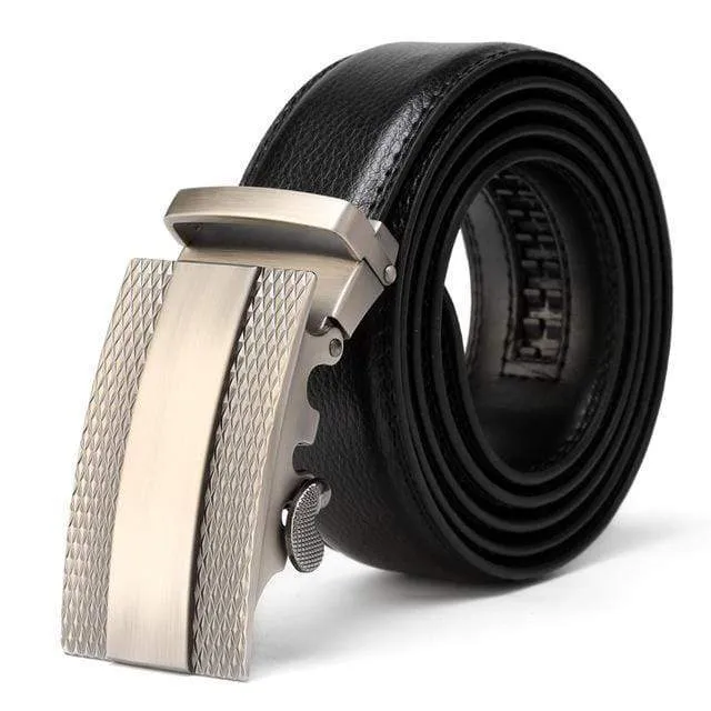 Mens Adjustable Buckle Mechanism Leather Belt