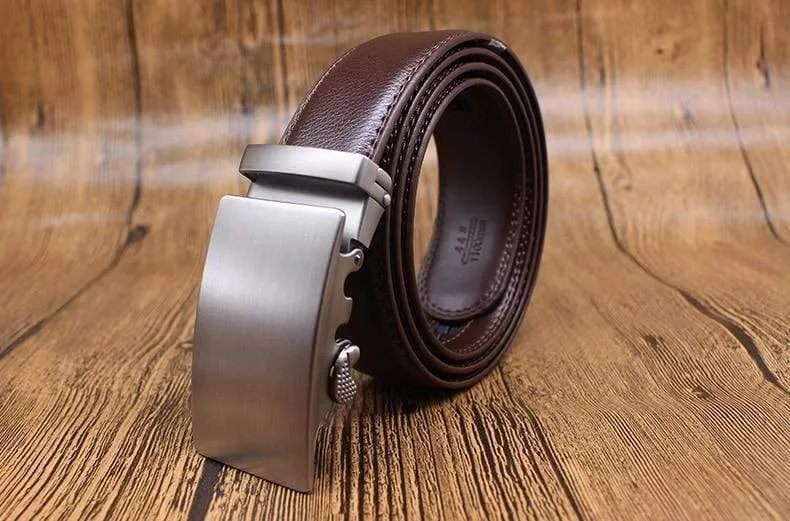 Mens Adjustable Buckle Mechanism Leather Belt
