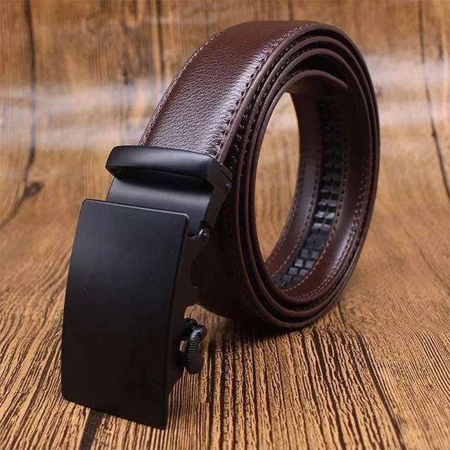 Mens Adjustable Buckle Mechanism Leather Belt