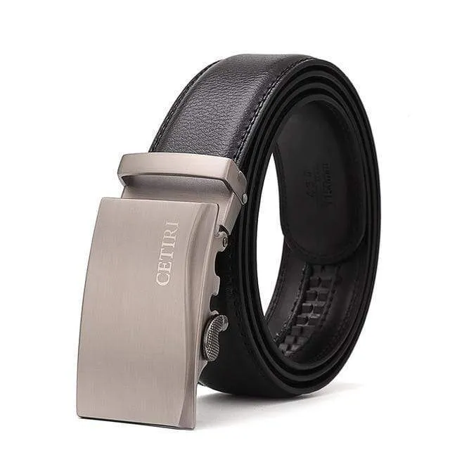 Mens Adjustable Buckle Mechanism Leather Belt