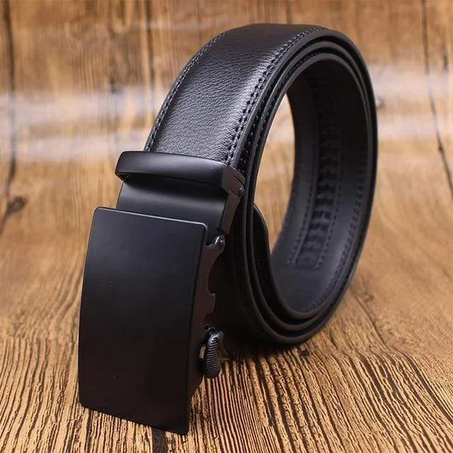 Mens Adjustable Buckle Mechanism Leather Belt