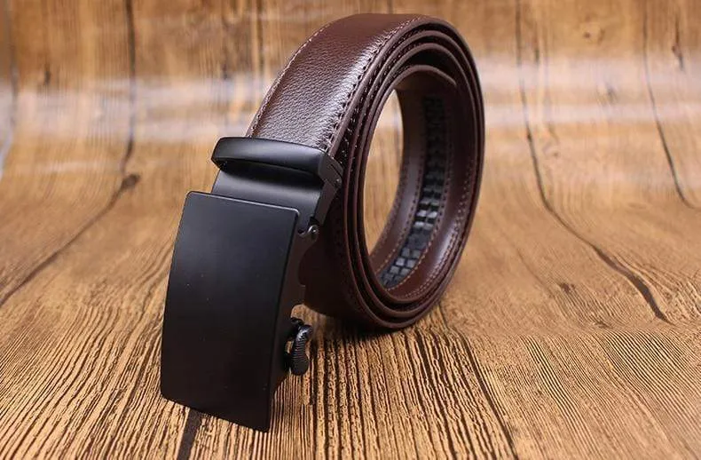 Mens Adjustable Buckle Mechanism Leather Belt