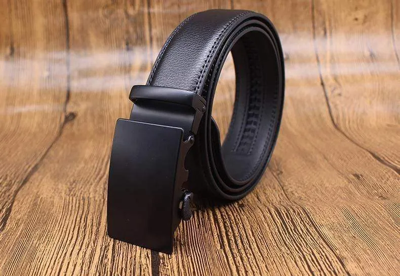 Mens Adjustable Buckle Mechanism Leather Belt