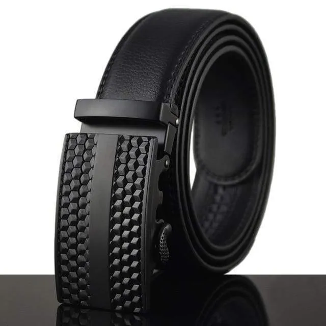 Mens Adjustable Buckle Mechanism Leather Belt