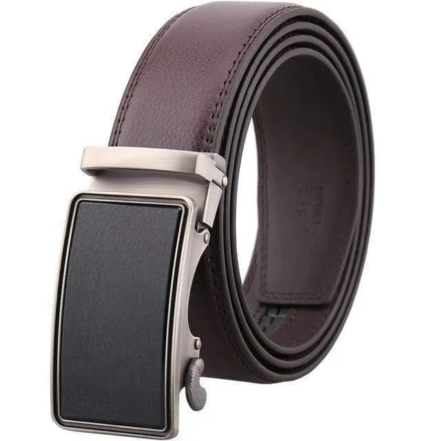 Mens Adjustable Buckle Mechanism Leather Belt