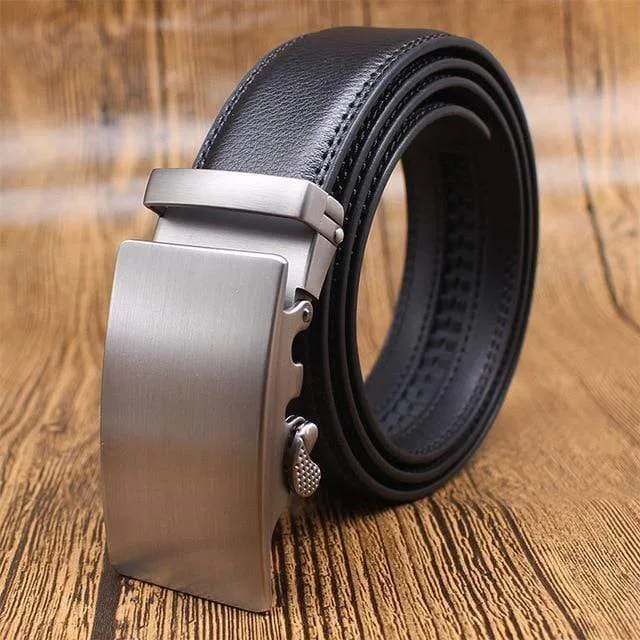 Mens Adjustable Buckle Mechanism Leather Belt