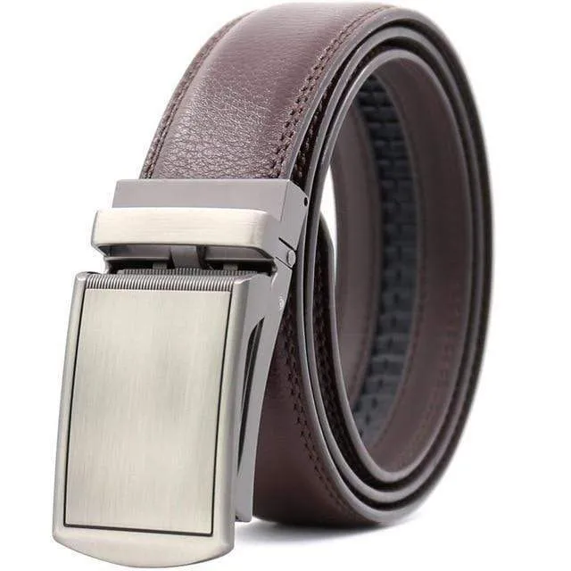 Mens Adjustable Buckle Mechanism Leather Belt