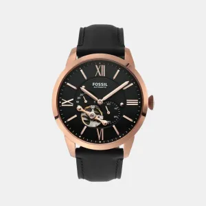 Men's Black Leather Automatic Multi-Function Watch ME3170