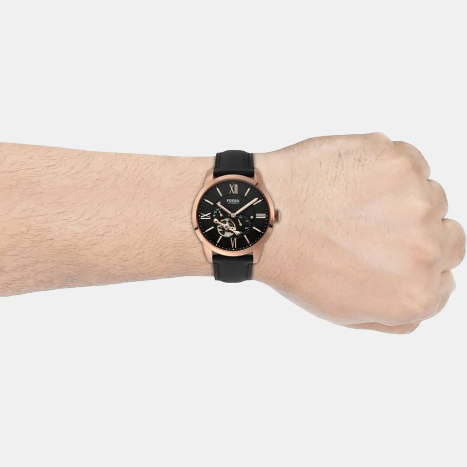 Men's Black Leather Automatic Multi-Function Watch ME3170