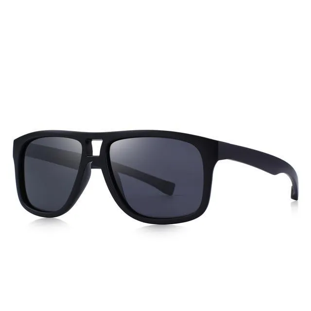 Men's Polarized All Black Frame Fashion Sunglasses - Black,Blue,Red,Silver Lenses
