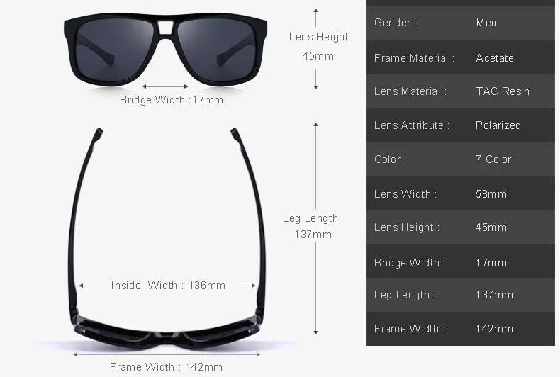 Men's Polarized All Black Frame Fashion Sunglasses - Black,Blue,Red,Silver Lenses