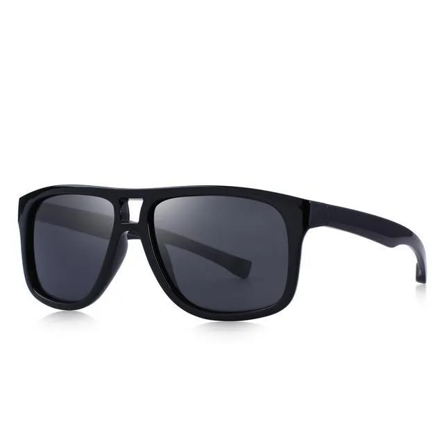 Men's Polarized All Black Frame Fashion Sunglasses - Black,Blue,Red,Silver Lenses