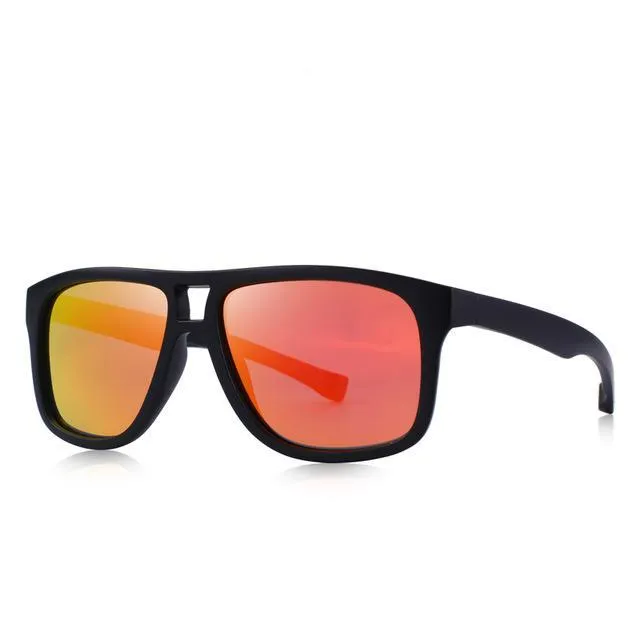 Men's Polarized All Black Frame Fashion Sunglasses - Black,Blue,Red,Silver Lenses