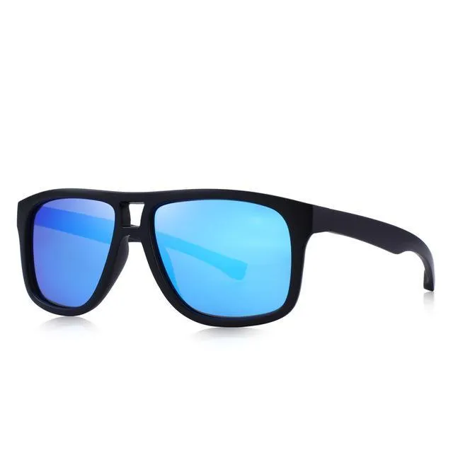 Men's Polarized All Black Frame Fashion Sunglasses - Black,Blue,Red,Silver Lenses