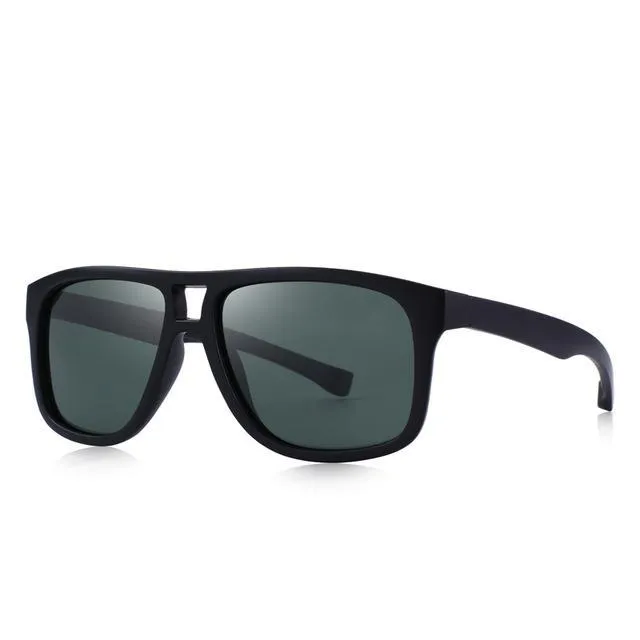 Men's Polarized All Black Frame Fashion Sunglasses - Black,Blue,Red,Silver Lenses
