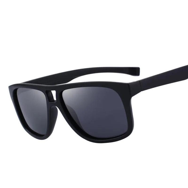 Men's Polarized All Black Frame Fashion Sunglasses - Black,Blue,Red,Silver Lenses