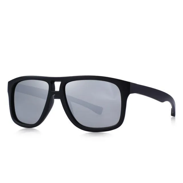 Men's Polarized All Black Frame Fashion Sunglasses - Black,Blue,Red,Silver Lenses