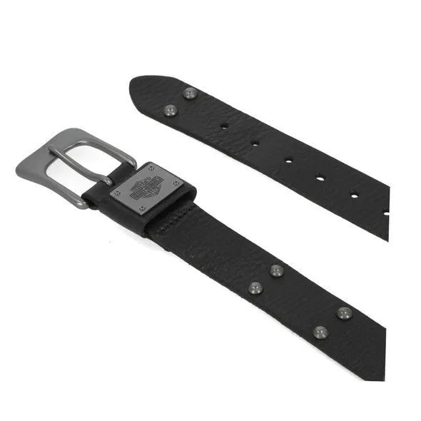 Men's Western Dome Studded Genuine Leather Belt - Black