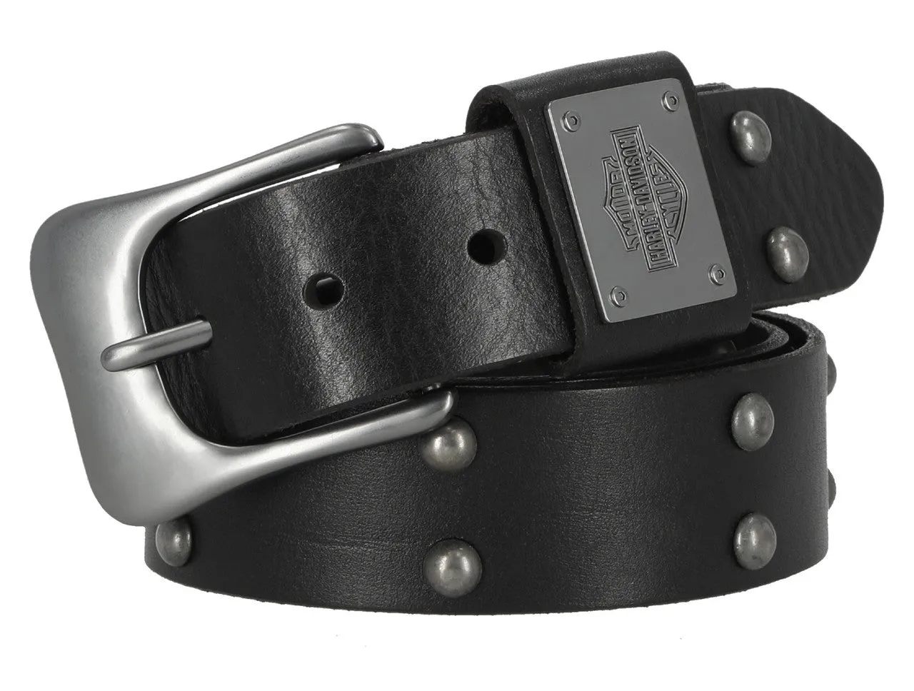 Men's Western Dome Studded Genuine Leather Belt - Black