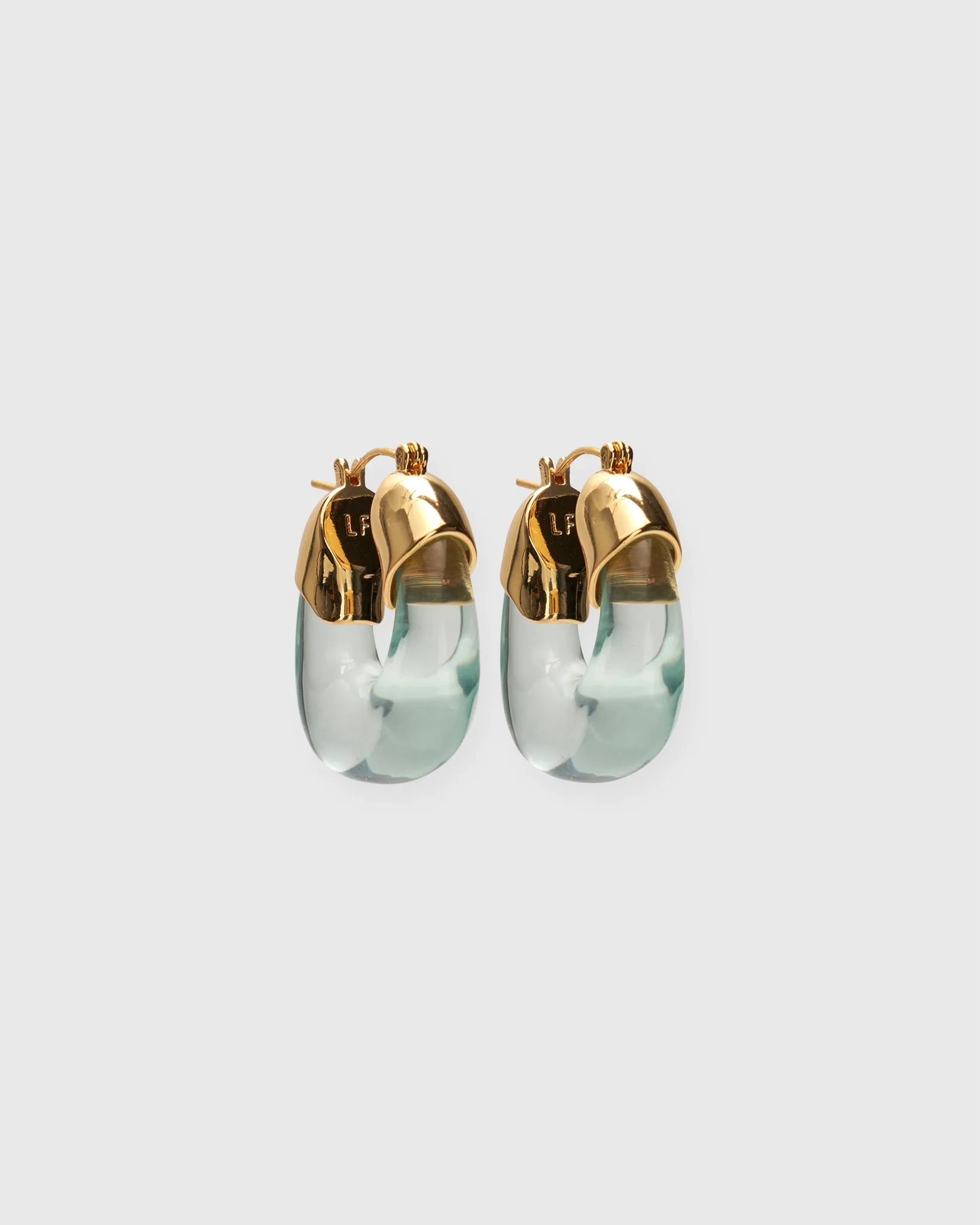 Mini Organic Hoop Earrings in Aqua
