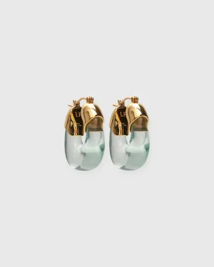 Mini Organic Hoop Earrings in Aqua