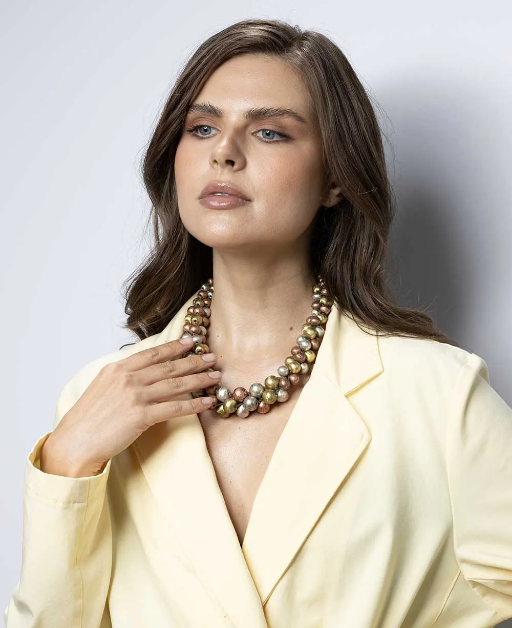 Mixed-Tone Layered Statement Necklace