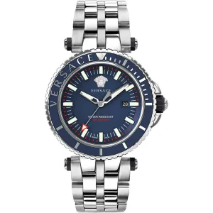 Modern Man's Stainless Steel Silver Grey Watch with Night Blue Dial
