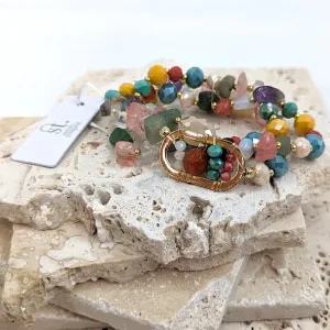 Multi beaded Stretchy Bracelet Colourful