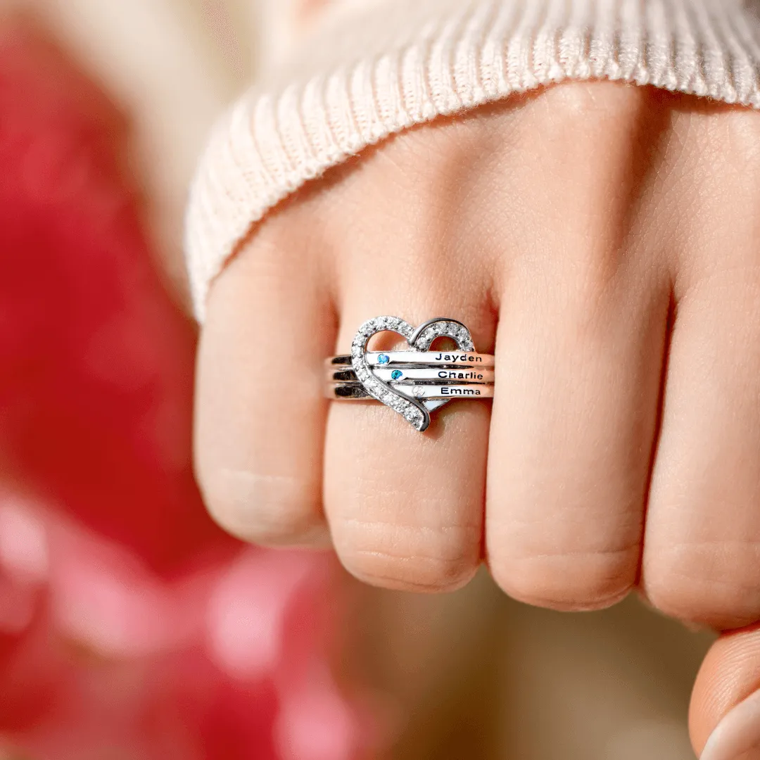 Name & Birthstone Heart Ring