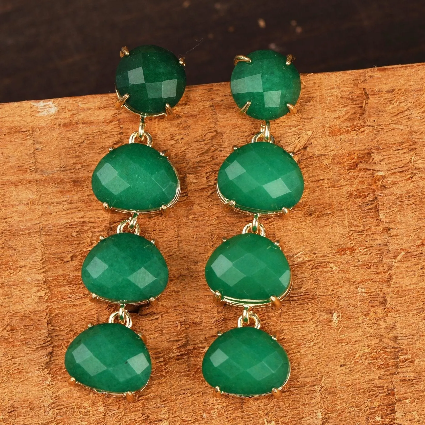 Natural Crystal Gemstone Dangle Stud Earrings