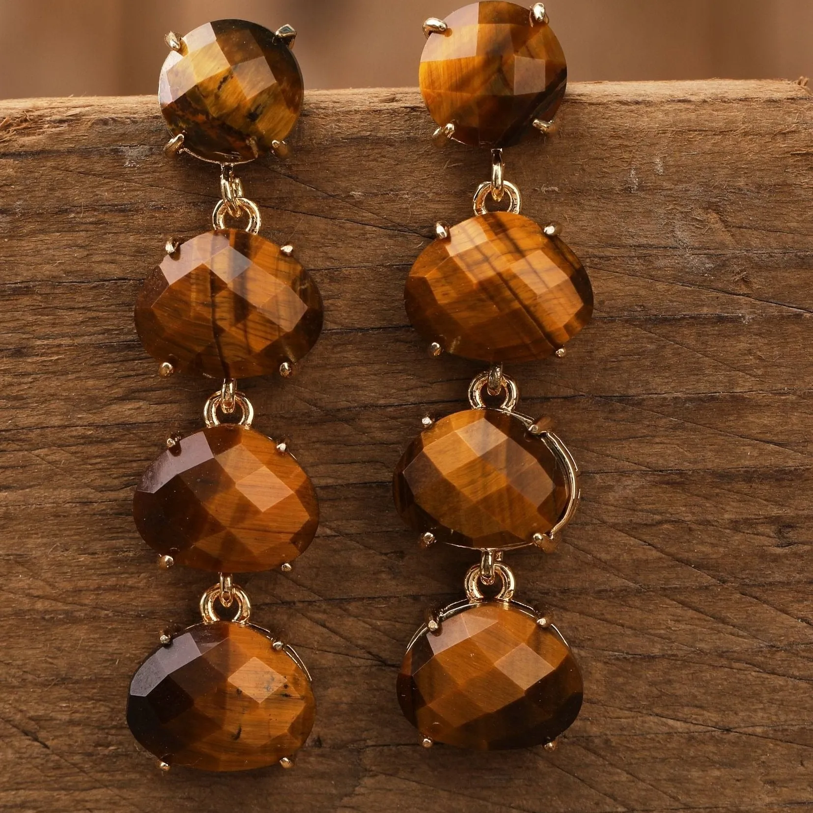 Natural Crystal Gemstone Dangle Stud Earrings