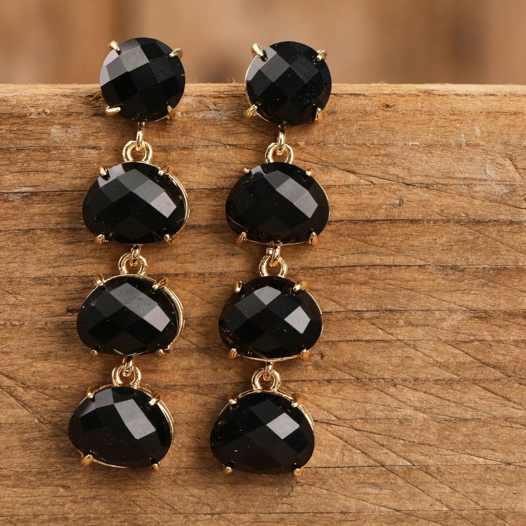 Natural Crystal Gemstone Dangle Stud Earrings