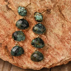 Natural Crystal Gemstone Dangle Stud Earrings