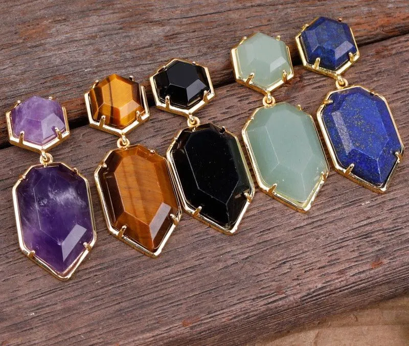 Natural Gemstone Chandelier Earrings
