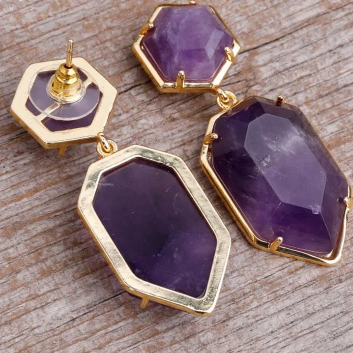 Natural Gemstone Chandelier Earrings